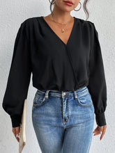 Black Long Sleeve Bodysuit Polyester Basic Style
