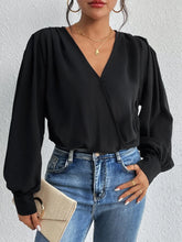 Black Long Sleeve Bodysuit Polyester Basic Style