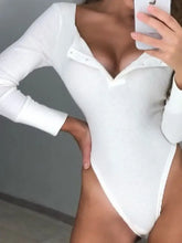 Black Long Sleeve Buttoned Bodysuit for Women Woman Bodysuits