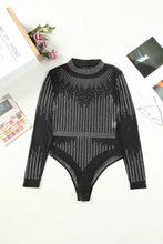 Black Long Sleeve Rhinestone Bodysuit for Women Woman Bodysuits