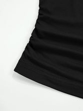 Black Long Sleeve Ruched Crop Top with Matching Scrunchie