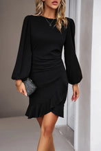 Black Long Sleeve Ruffle Dress for Evening