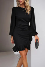 Black Long Sleeve Ruffle Dress for Evening Evening Dresses