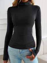 Black Long-Sleeve Turtleneck Top for Women