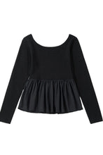 Black Long-Sleeved Peplum Top for Women