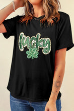 Black Lucky Shamrock Womens T Shirt