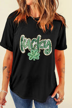 Black Lucky Shamrock Womens T Shirt