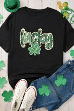 Black Lucky Shamrock Womens T Shirt