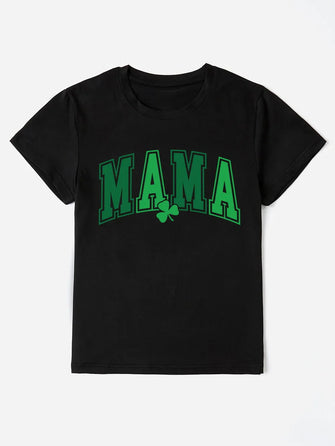 Black Mama Graphic Short Sleeve T Shirt for Women Black