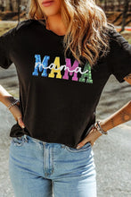 Black Mama Sequin Graphic T Shirt for Women