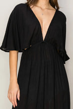 Black Maxi Dress with High Slits and Open Back