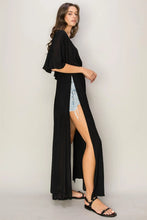 Black Maxi Dress with High Slits and Open Back