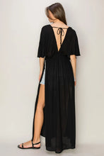 Black Maxi Dress with High Slits and Open Back