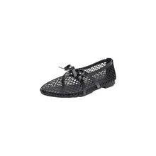 Black Mesh Ballet Flats with Bow and Cut-Out Design for Women Black Woman Loafers