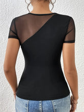 Black Mesh Lace Detail Semi Sheer Bodysuit