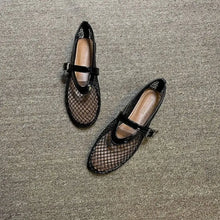 Black Mesh Mary Jane Ballet Flats for Women Black Woman Loafers