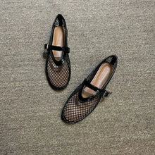 Black Mesh Mary Jane Ballet Flats for Women Woman Loafers