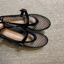 Black Mesh Mary Jane Ballet Flats for Women Woman Loafers