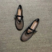 Black Mesh Mary Jane Ballet Flats for Women Woman Loafers
