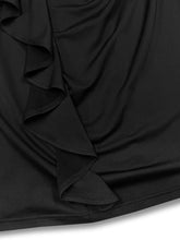 Black Midi Dress with Ruffle Detail and Three Quarter Sleeves