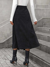 Black Midi Skirt with Decorative Buttons