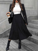 Black Midi Skirt with Decorative Buttons