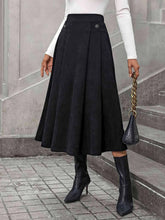 Black Midi Skirt with Decorative Buttons