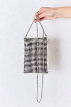 Black and white houndstooth forever link rhinestone mini crossbody bag