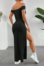 Black Off Shoulder Maxi Dress with Thigh High Slit