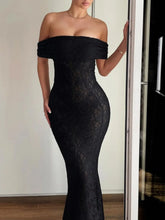 Black Off-the-Shoulder Lace Evening Dress