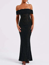Black Off-the-Shoulder Lace Evening Dress Black