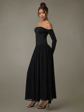 Black Off-the-Shoulder Maxi Dress Black Evening Dresses