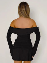 Black Off-the-Shoulder Top and Mini Skirt Set for Women