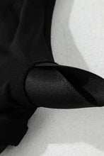 Black One Piece Swim Dress with Skirt and Tie Waist Swimwear