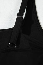 Black One Piece Swim Dress with Skirt and Tie Waist Swimwear