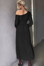 Black One Shoulder Maxi Dress with Balloon Sleeves