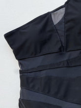 Black One Shoulder Swimsuit with Mesh Panels