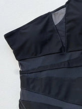 Black One Shoulder Swimsuit with Mesh Panels Swimwear