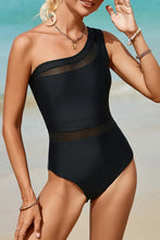 Black One Shoulder Swimsuit with Removable Padding Black