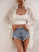 Black Open-Knit Long Sleeve Cardigan Swimwear Cover-Up Swimwear Cover-Ups