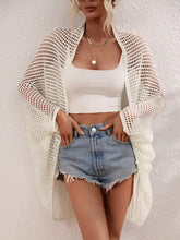 Black Open-Knit Long Sleeve Cardigan Swimwear Cover-Up Swimwear Cover-Ups