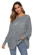 Black Open-Knit Long Sleeve Off-Shoulder Sweater for Women Sweater Pullovers