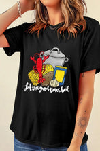 Black Oversized Crawfish Boil Graphic T-Shirt for Women