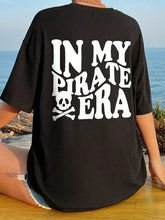 Black Oversized T-Shirt with In My Pirate Era Graphic Black Woman T Shirts