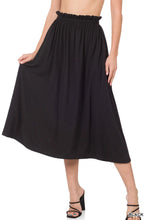 Black Paperbag Waist Midi Skirt with Pockets for Women BLACK