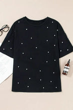 Black Pearl Embellished Cotton T Shirt for Women Woman T Shirts