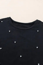 Black Pearl Embellished Cotton T Shirt for Women Woman T Shirts