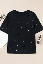 Black Pearl Embellished Cotton T Shirt for Women Woman T Shirts