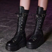 Black Platform Goth Combat Boots for Women