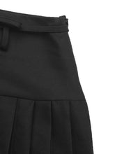 Black Pleated Mini Skirt with Drawstring